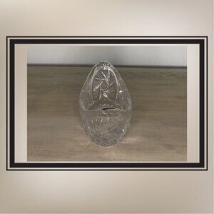 Vintage Pinwheel Crystal Cut Oval Boat Shaped Bowl